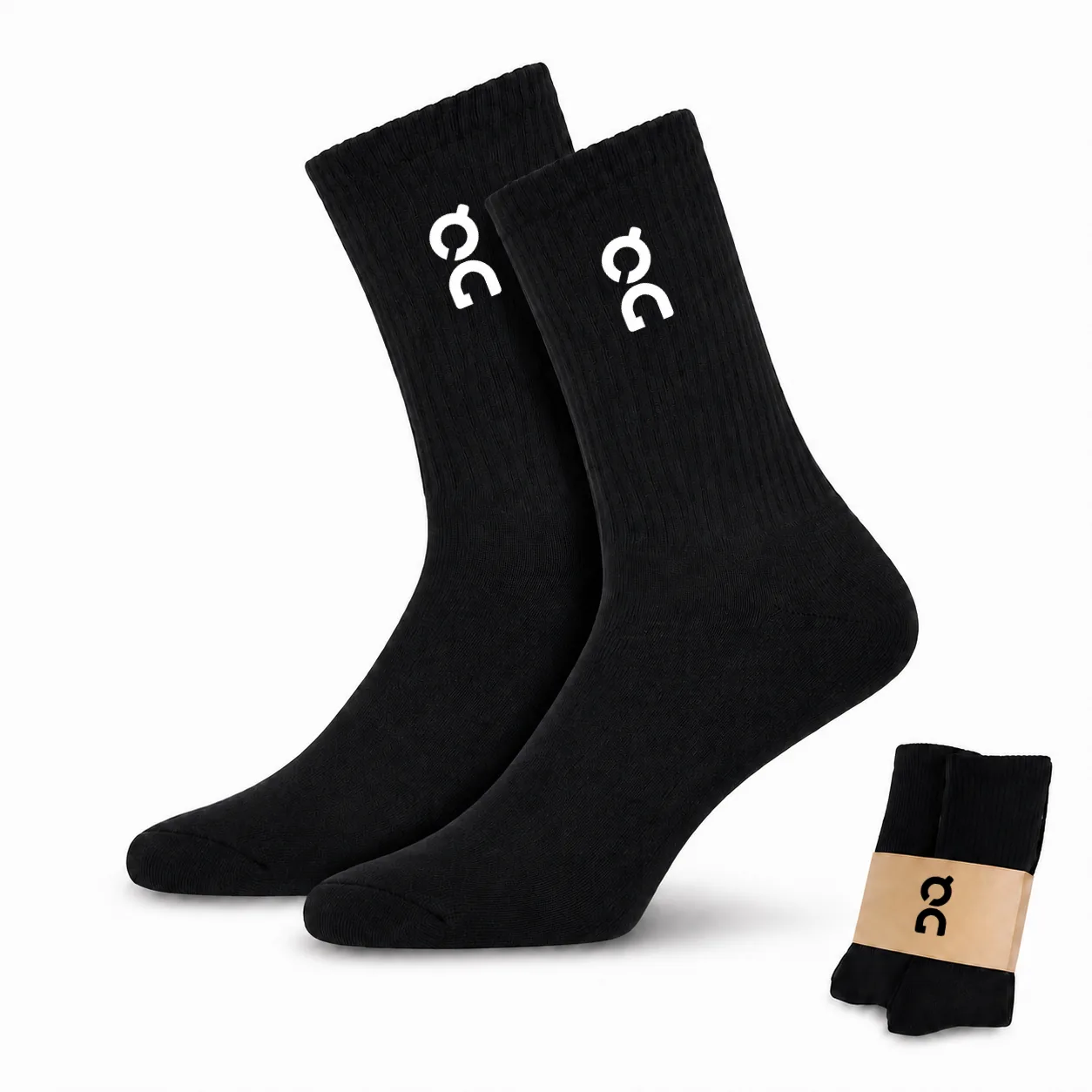 Performance Mid-Calf High Socks (2-Pack) — Black DQ FITNESS ON premium athletic socks